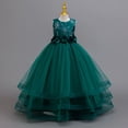 thumbnail image 2 of RUTAYY Children Girls Dress Solid Color Sleeveless Embroidery Floral Gown Wedding Birthday Party Comfortable Breathable Playful Vacation Dresses, 2 of 5