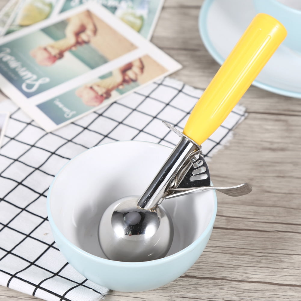 OTVIAP 1Pc Practical Stainless Steel Fruit Ice Cream Scoop Spoon with Plastic Handle Kitchen