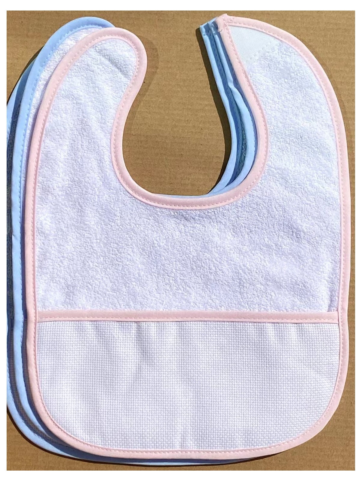 A Pack of 6pcs Pink Edged Cotton Girl Baby bib Cross Stitch Kits, Mum to be Gift, DIY Counted bib Cross Stitch kit