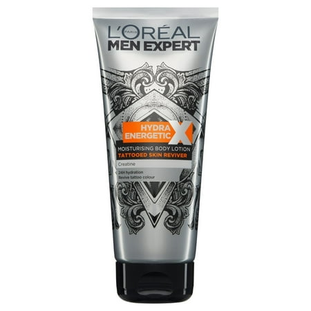 L'oreal Men's Expert Hydra Energetic Moisturizing Body Lotion, Tattooed Skin Reviver with Creatine, 200ml (6.7