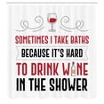 thumbnail image 2 of Ambesonne Drinking Sayings Shower Curtain, Bath and Wine Text, 69"Wx70"L, Ruby Black White, 2 of 4
