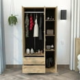thumbnail image 3 of Bowery Hill 3 Doors Armoire Engineered Wood Armoires in Beige, 3 of 8