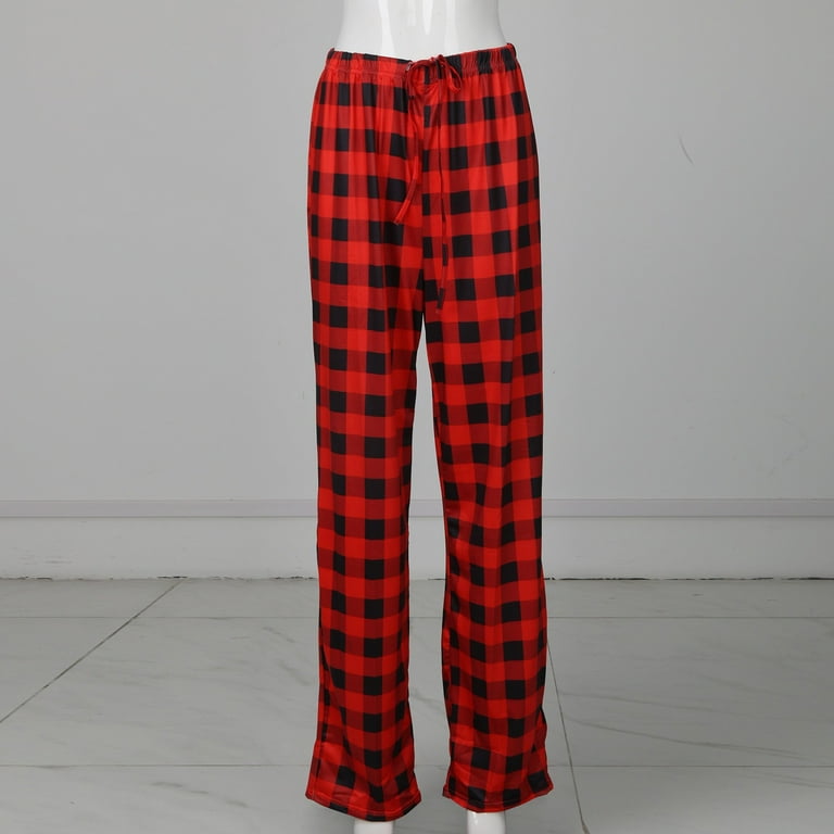 Qcmgmg Mens Buffalo Plaid Pajama Pants Comfy Casual Pj Bottoms Wide Leg  Lounge Pants Drawstring Soft Pj Pants Sleepwear Pajama Bottoms ( Red and  Black Plaid,M ) 