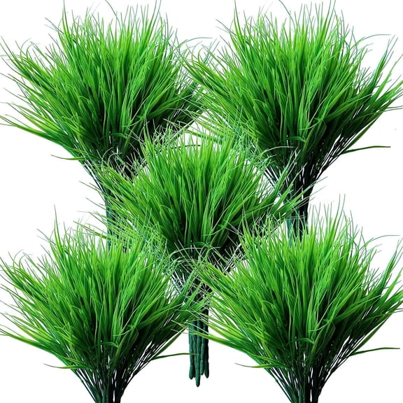 12Pcs Artificial Wheat Grass Faux Shrubs Plastic Greenery Plants Indoor Outdoor Home Garden Kitchen Bathroom Office Verandah Wedding Décor (Green)