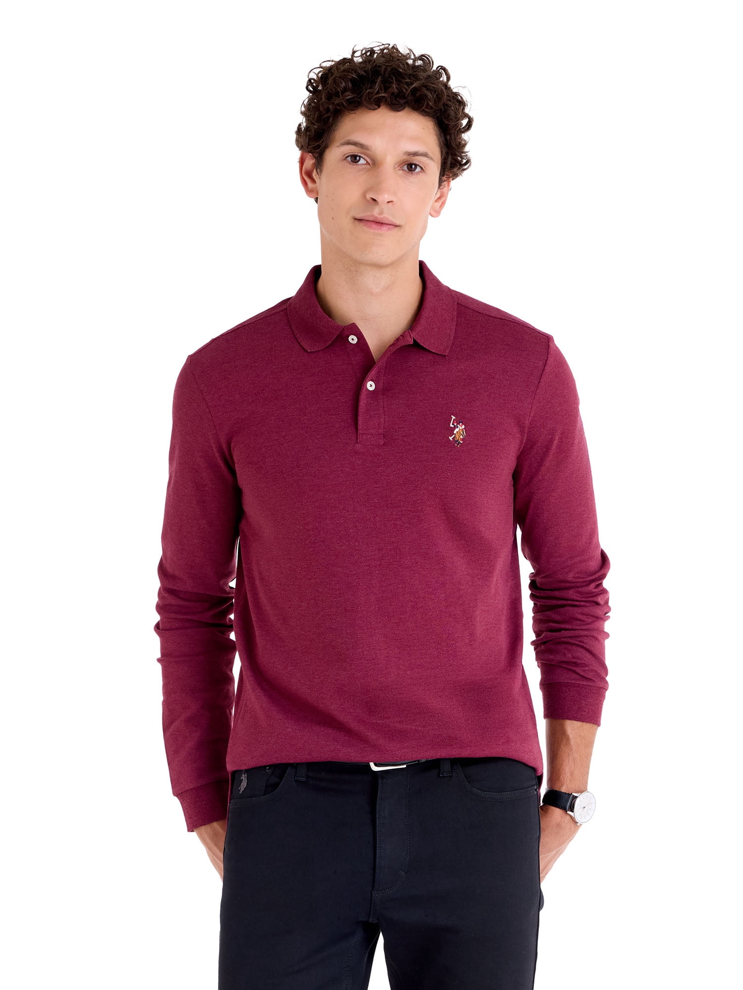 U.S. Polo Assn. Men's Long Sleeve Interlock Polo