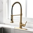 thumbnail image 4 of Kitchen Faucet with Sprayer, Modern Single Handle Pull Down Sprayer Spring Matte Golden Kitchen Sink Faucet with LED Light, 4 of 8