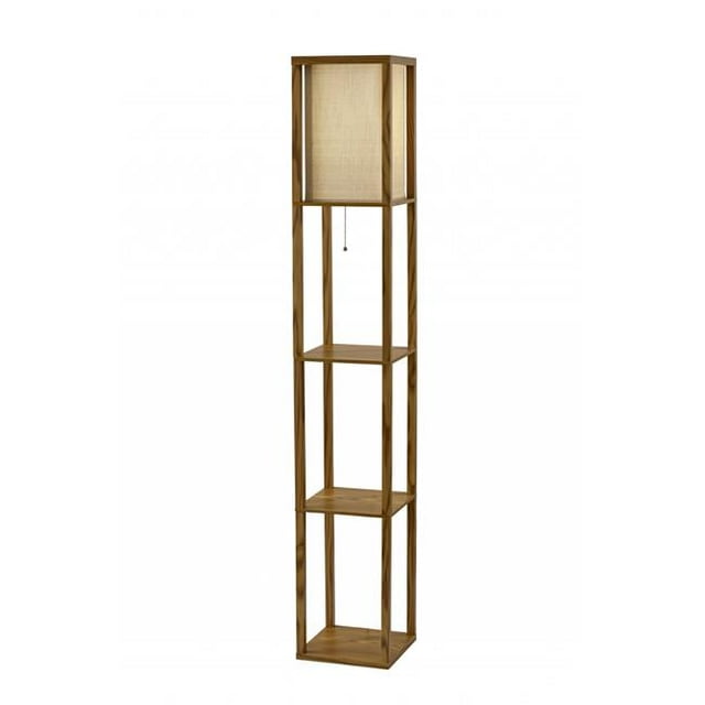 Lampadaire avec Étagères de Rangement Finition Bois Naturel