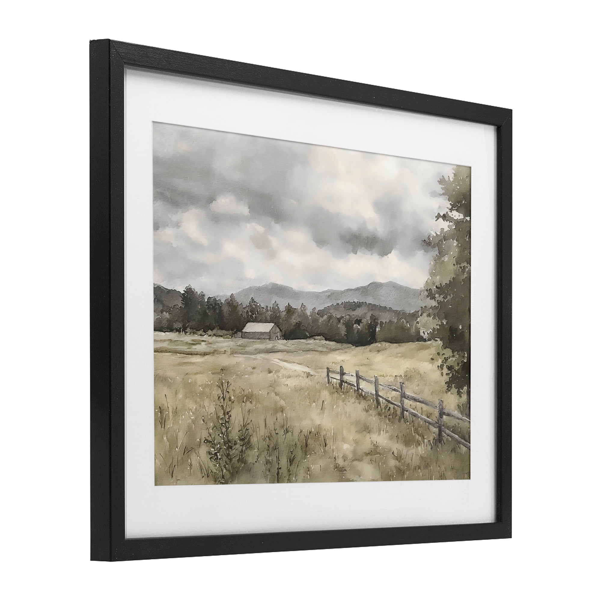 Stupell Industries Muted Valley Cottage Black Framed Print Under Glass, design by Riley B