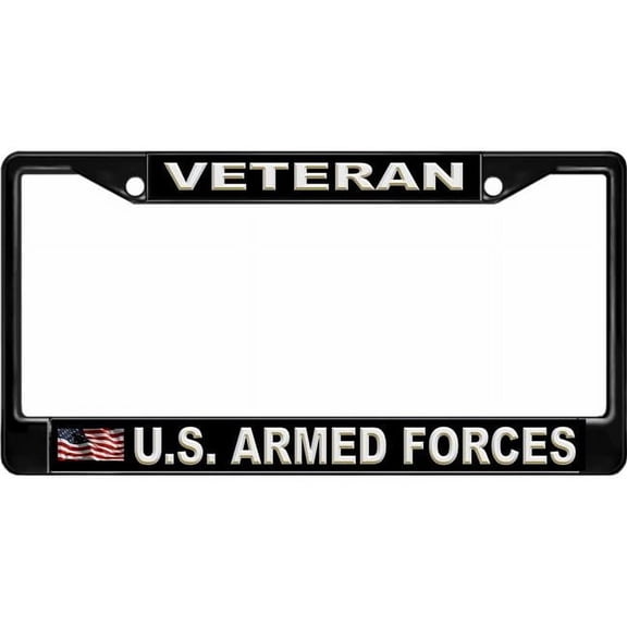 U.S. Armed Forces Veteran Black License Plate Frame