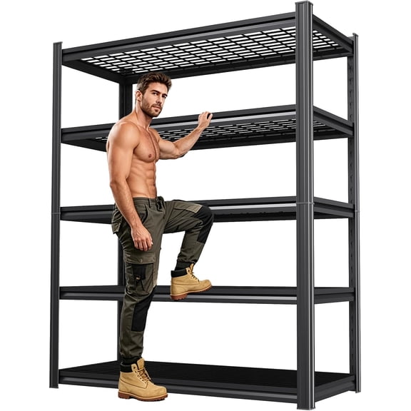 Heavy Duty 2500lbs 5-Tier Garage Storage Shelves, Adjustable Metal Utility Rack for Warehouse, Kitchen, Industrial, Basement 71.2"x35.4"x15.7"