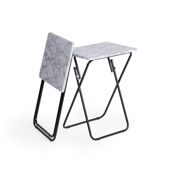 Auto Beyond 2-Piece Square Folding Table - Lightweight Portable Folding Table - Compact Table for Camping, Office Use, and Crafts (White)