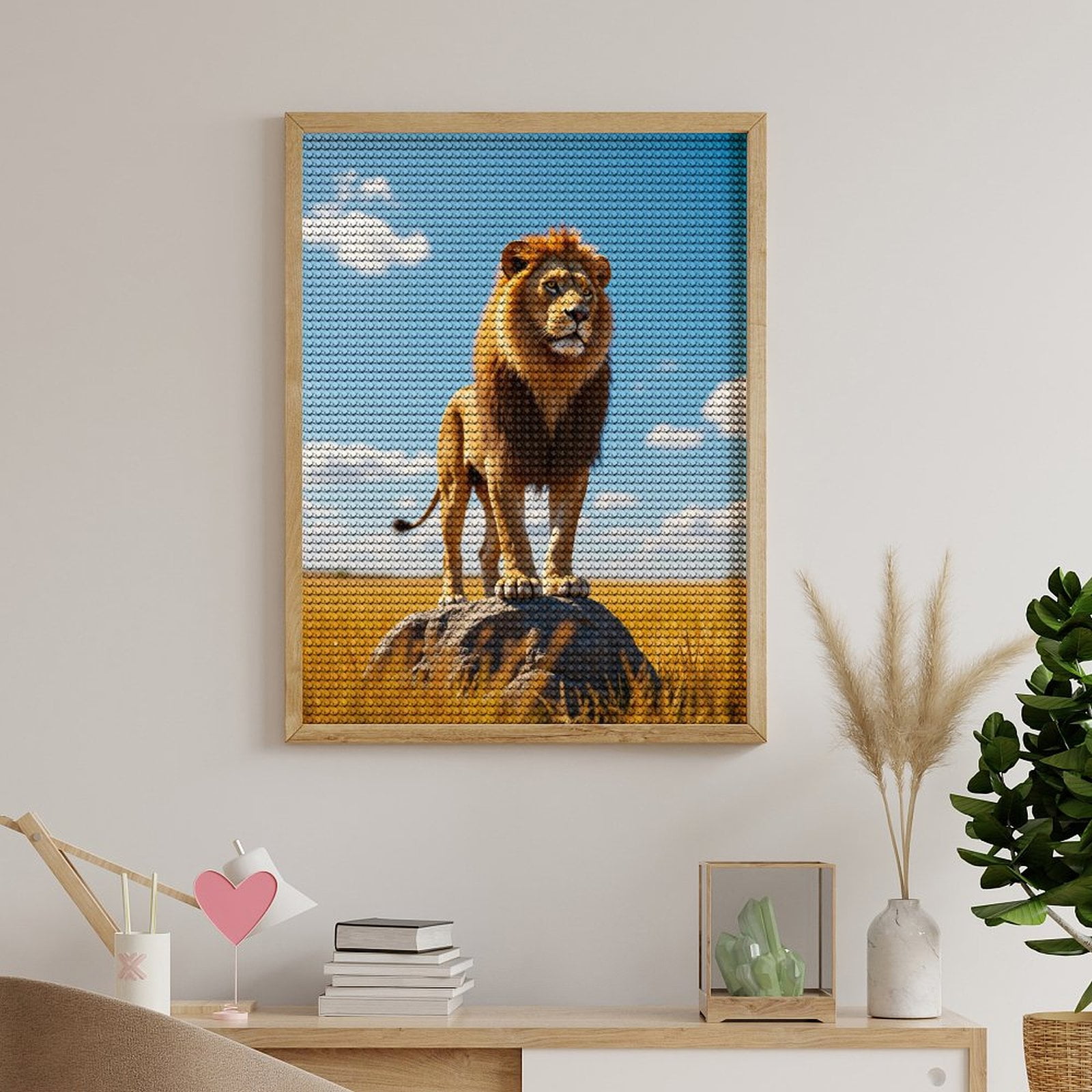 Diamond Art Kits for Adults, Majestic Lion On Rock 5D Diamond Painting Kits for Adults Beginners, DIY Full Drill Diamond Painting, Gem Art and Crafts 12x16