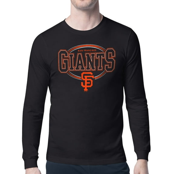 Men's Starter Black San Francisco Giants Team Track Graphic Long Sleeve T-Shirt