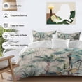 thumbnail image 3 of 3 Piece Summer Palm Trees Duvet Cover Set Twin Size, Microfiber Comforter/Quilt Cover with Corner Ties and 2 Pillowcases, Vintage Botanical Tropical Leaves All Season Soft Bedding with Zipper Closure, 3 of 8