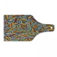 thumbnail image 1 of Psychedelic Cutting Board, Funky and Hippie Composition with Abstract Folkloric Elements, Decorative Tempered Glass Cutting and Serving Board, Wine Bottle Shape, Multicolor, by Ambesonne, 1 of 1