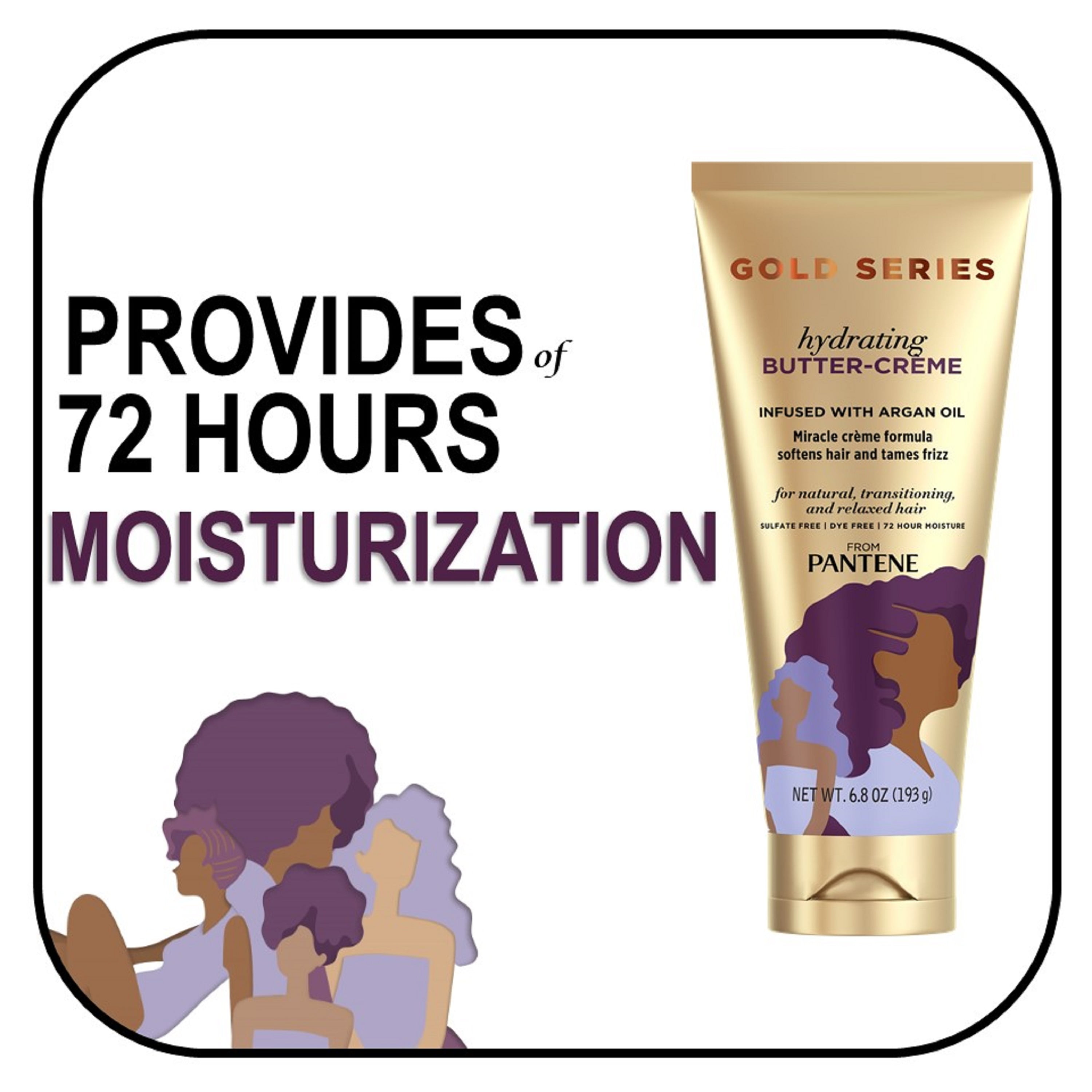 (3 pack) Pantene Gold Series Hydrating Butter Cream, 72 Hour Moisture, Sulfate & Dye Free, 6.8 oz