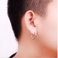 thumbnail image 2 of DEELLEEO Personality Trendy Fashion Stainless Steel Hoop Earrings Mens Womens Small Huggie Hoop Earrings(2 Pairs，Black+Steel color), 2 of 4