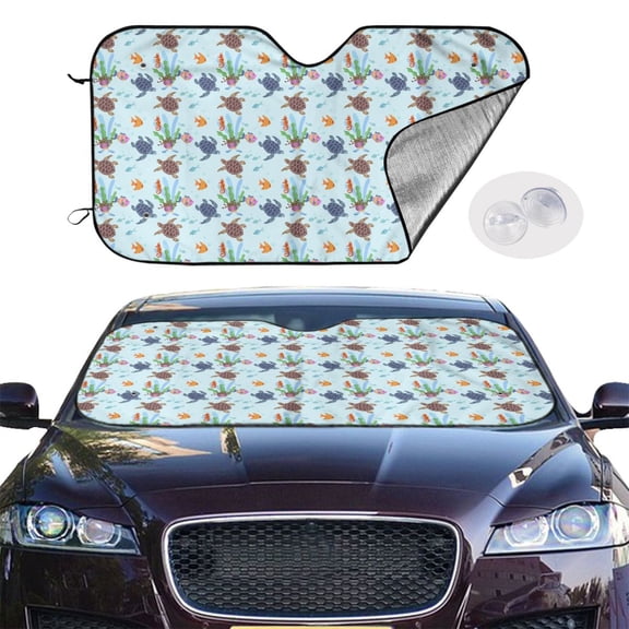 Picia Turtle Curved Windshield Sunshade Accordion Folding Style Auto Shade for Car Truck SUV Van Blocks UV Ray Sun Visor Protector -Small