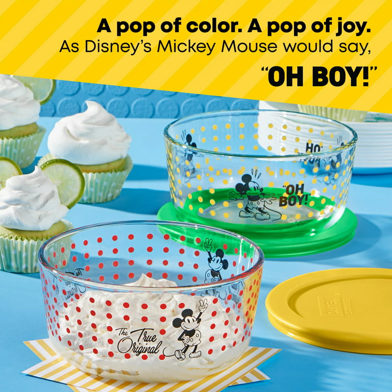 Pyrex® Mickey Mouse™ - Oh Boy / The True Original4 Piece Round, Glass  Storage, Green and Yellow, 4 Cup, 4 Piece Set 