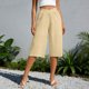 thumbnail image 4 of Pantalones de Pierna Recta de Lino para Mujeres Verano Suelto Color Sólido Cintura Elástica con Bolsillos Pantalones de Pierna Recta Casual, 4 of 6