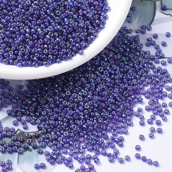 MIYUKI Round Rocailles Beads Japanese Seed Beads 11/0 (RR1020) Silverlined Cobalt AB 2x1.3mm Hole: 0.8mm about 1111pcs/10g