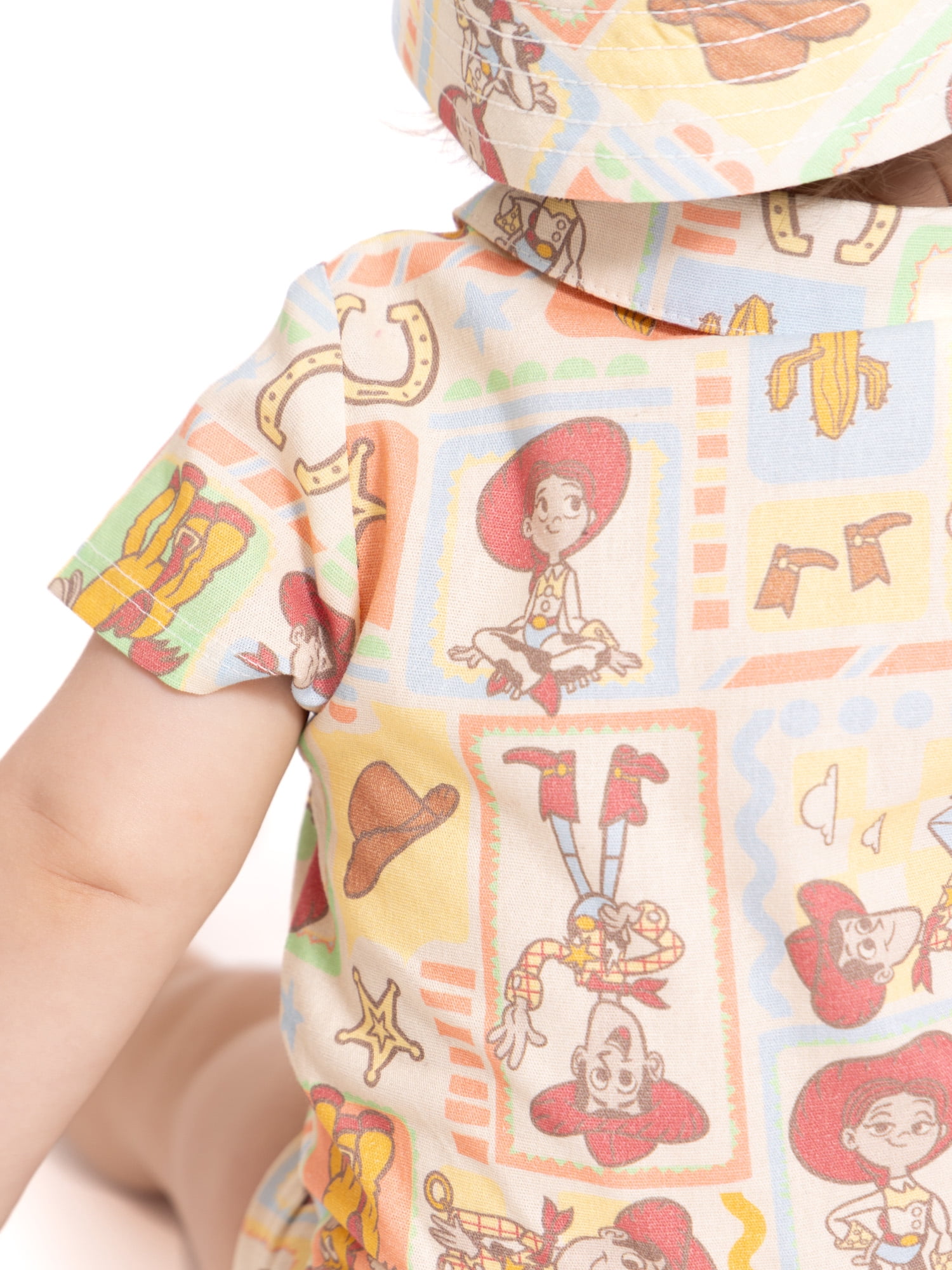 Toy Story Baby Boys' Print Cotton Romper and Bucket Hat Set, 2-Piece, Sizes 0/3M-24M