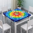 thumbnail image 3 of Colorful Rainbow Tie Dye Spiral Pattern Square Fitted Tablecloth with Elastic Edge,Square Table Cover,Washable Elastic Table Cover for Home Kitchen Party Decor 36"x36", 3 of 6