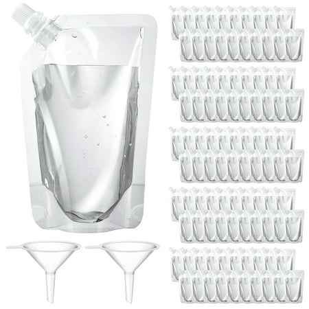 

Hengguang 100Pcs Plastic Flasks 8 oz Plastic Flasks Drink Pouches for Adults Concealable Reusable Plastic Drink Flasks Travel Pouches Kit with Funnel for Women Men