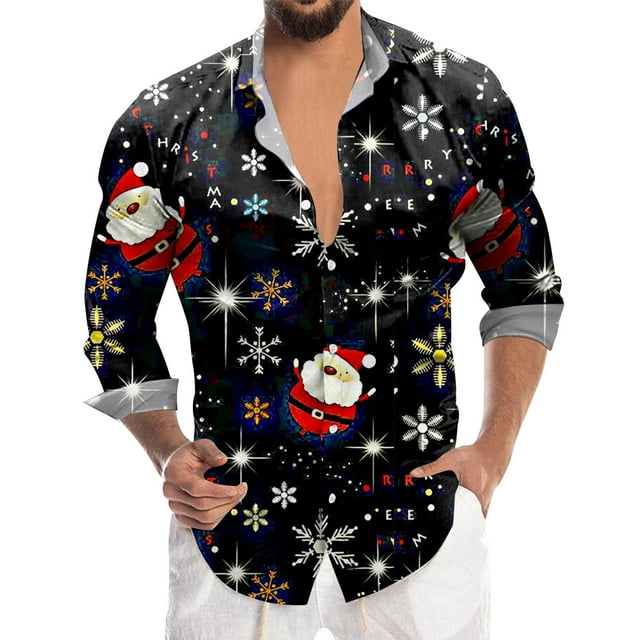 Playeras Deportivas Para Hombre, Camiseta De Manga Corta Con Solapa Y Estampado Digital 3D De Papá Noel Navideño