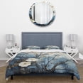 thumbnail image 3 of Designart "Japon Art Blue peaceful Zen Minamlism Landscape II" Floral Bedding Covert Set - Japan Art Blue People Bed Set With 1 Sham, 3 of 6