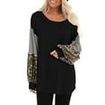 thumbnail image 1 of Mode Femme Léopard Manches Longues Col Rond Chandail Décontracté Blouse, 1 of 8