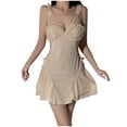 thumbnail image 2 of Camisón corto de terciopelo liso para mujer, con cojín en el pecho y tirantes, de poliéster., 2 of 4