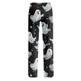 thumbnail image 5 of Halloween Sleep Pants for Women Bat Ghost Print Drawstring Stretchy Pajama Pants, 5 of 5