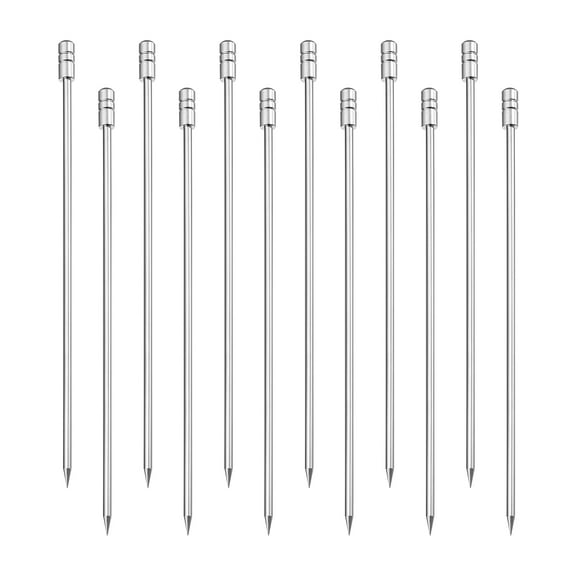 Unique Bargains Metal Cocktail Toothpicks Cylinder Drink Picks Cocktail Skewers 12Pack (Silver)