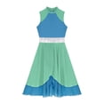 thumbnail image 6 of Yhong Women Prasie Dance Tunics Sleeveless Asymmetrical Hem Leotard Dresses Lyrical Ballroom Green&Blue S, 6 of 6