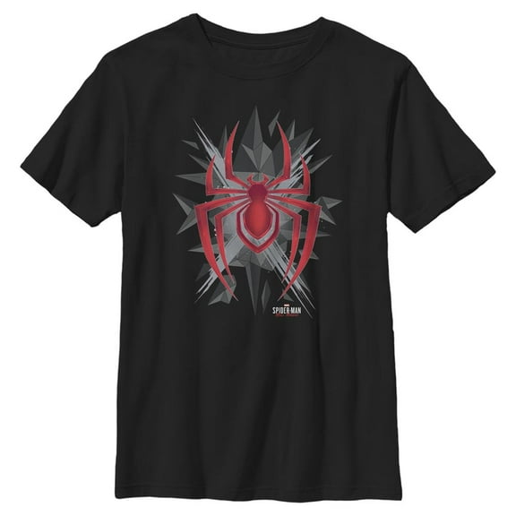 Boy's Marvel Spider-Man: Miles Morales Shatter Logo Graphic Tee Black Large