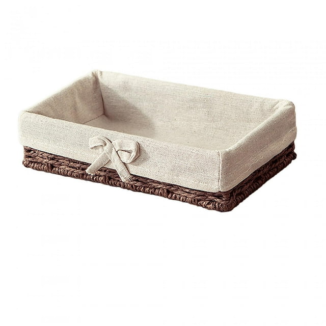 Woven Baskets Countertop Toilet Paper Handwoven Stackable Rectangular Organizer 25cmx15cmx6cm