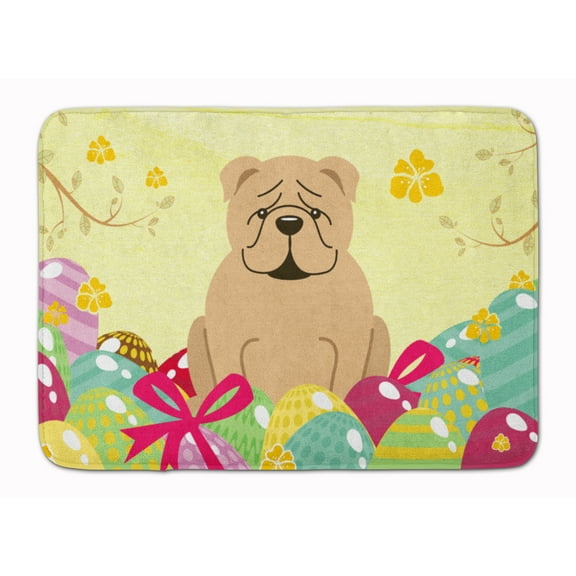 Easter Eggs English Bulldog Fawn Machine Washable Memory Foam Mat