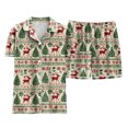 thumbnail image 6 of felwors Women Christmas Pajamas Set Silk Satin Short Sleeve Button Down Top and Shorts Plus Size Soft Sleepwear Lounge Xmas Pjs Beige, S, 6 of 6