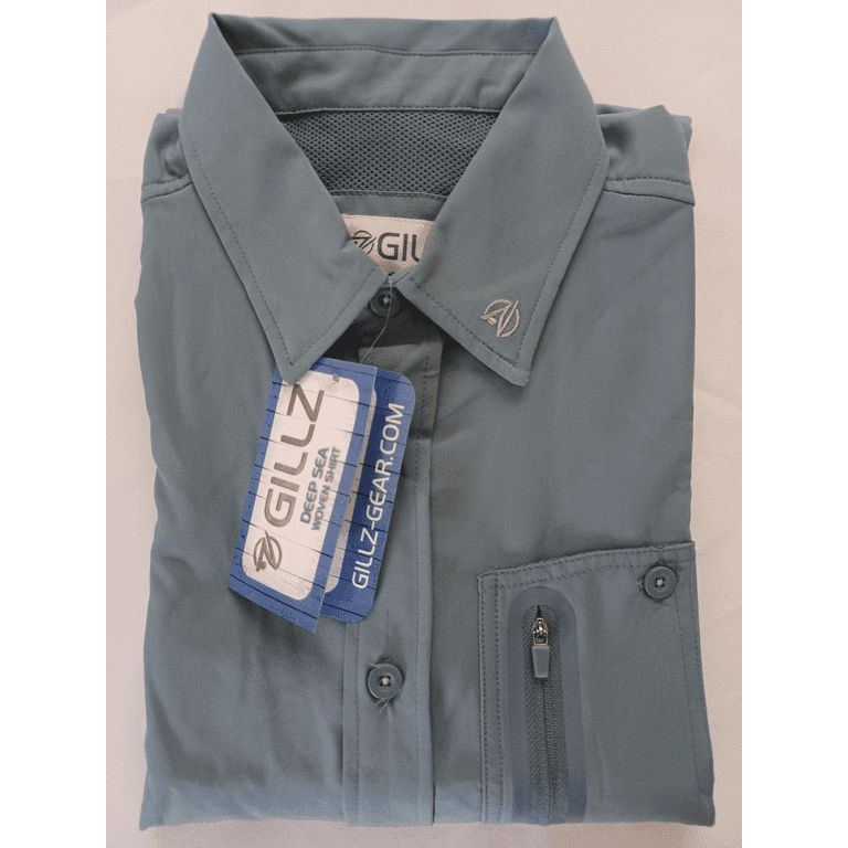 Gillz Men's UPF 30+ Short Sleeve Deep Sea Woven Button Up Shirt