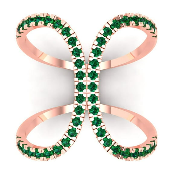 Statement Engagement Ring for Women - 0.5ct Simulated Emerald in 14K Rose Gold Promise Ring