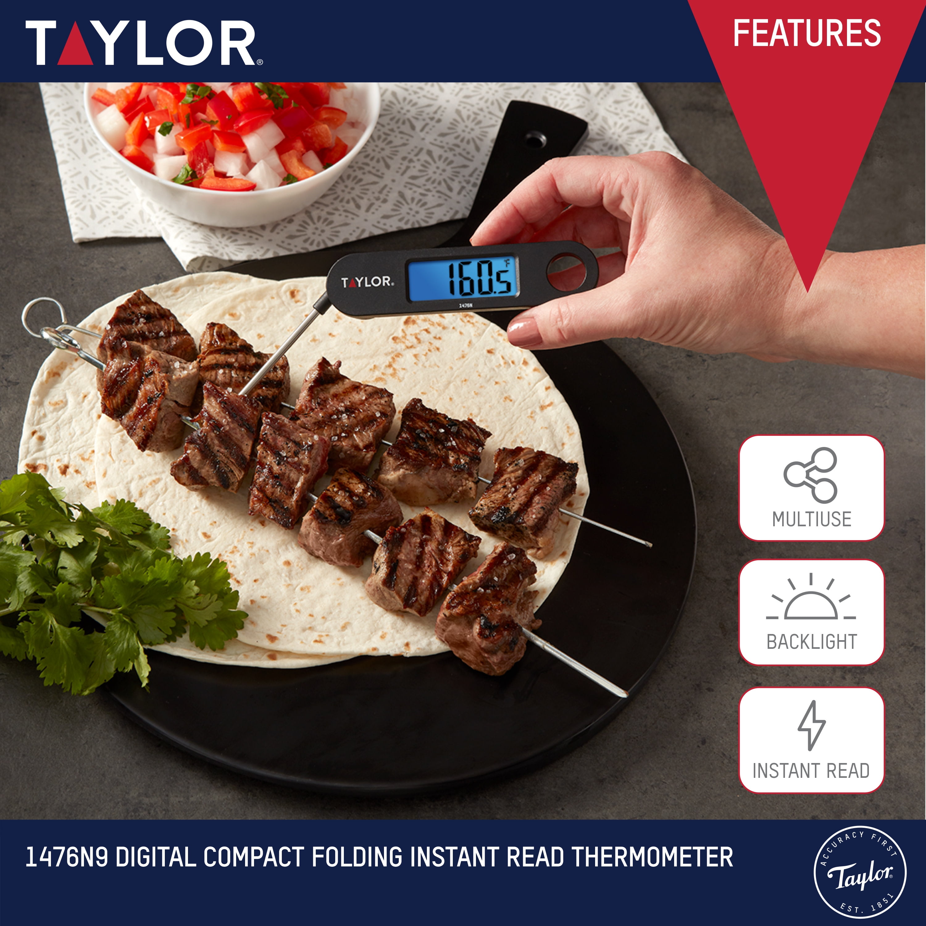 Taylor Digital Folding and Leave in Meat Thermometer Set, 2 pc.