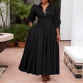 thumbnail image 2 of Womens Casual Shirt Dress Long Sleeve Loose Fit Solid Color Maxi Dress Spring Office Black, 2 of 7
