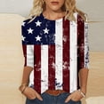 thumbnail image 5 of Conairie 4th of July Shirt Womens Loose Crew Neck 3/4 Sleeve Patriotic T Shirts With American Falg Print Holiday Commemorative Tops Red L, 5 of 7
