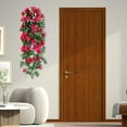 thumbnail image 2 of Simulated Rose Wall Hanging Set | Artificial Flowers Rattan Decor | White Red Green Purple Pink | 35cm Fake Roses with Iron Planter | Home Garden Mall Decorations, 2 of 7