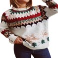 thumbnail image 2 of Chandail de Noël pour Femmes en Tricot, Chandail à Manches Longues, Col Rond, Hauts d'Hiver Elk, 2 of 9