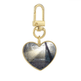 thumbnail image 1 of Dark Green Forestry Science Nature Scenery Gold Heart Keychain Metal Keyring Holder, 1 of 3