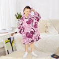thumbnail image 6 of Wearable Blanket with Sleeves and Pocket Oversized Hooded Sweatshirt 3-14 YR Pink and Burgundy Hearts S, 6 of 7