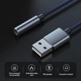 thumbnail image 1 of USB to 3.5mm Audio Cable USB A to 3.5mm Female External Silver&Blue, 1 of 5