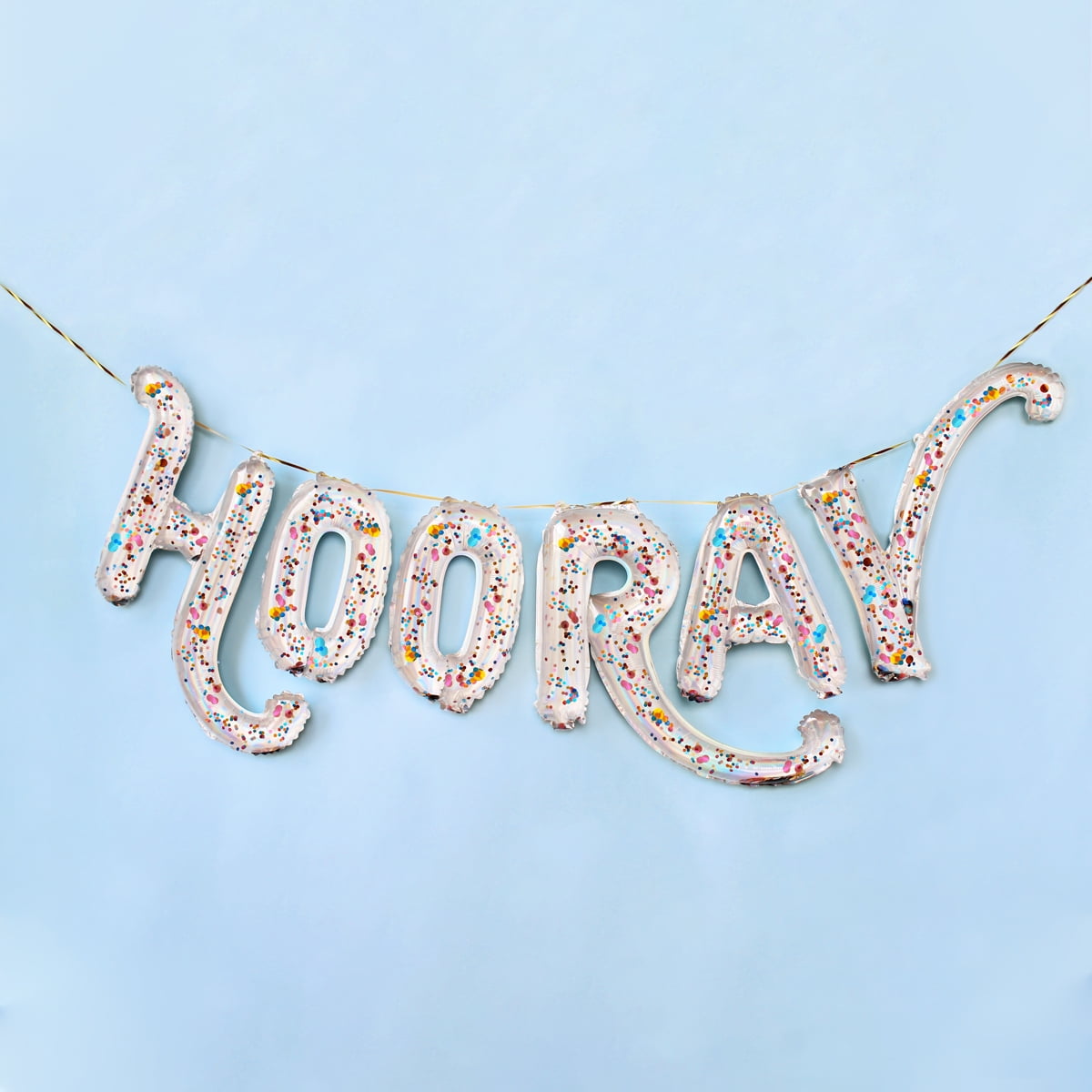 Packed Party 'Cue the Confetti' Multi-Color Confetti-Filled Balloon Banner, 6-Foot, Spells "Hooray"